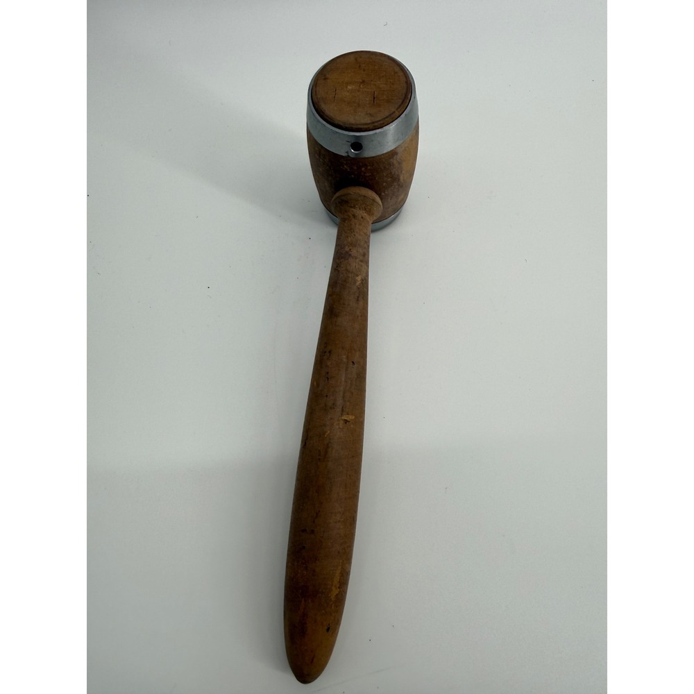 Vintage Wooden Mallet Gavel 8.5‎ Inch Wood Metal Primitive Rustic Decor - Picture 5 of 10